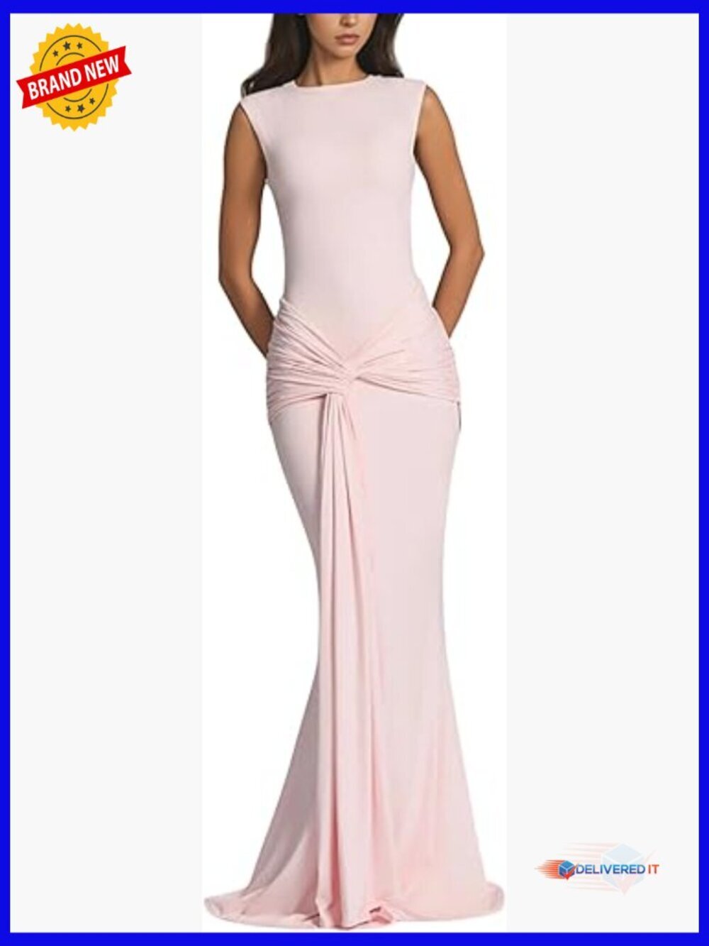 Sleeveless Bodycon Maxi Dress Ruched Backless Cocktail Party Evening